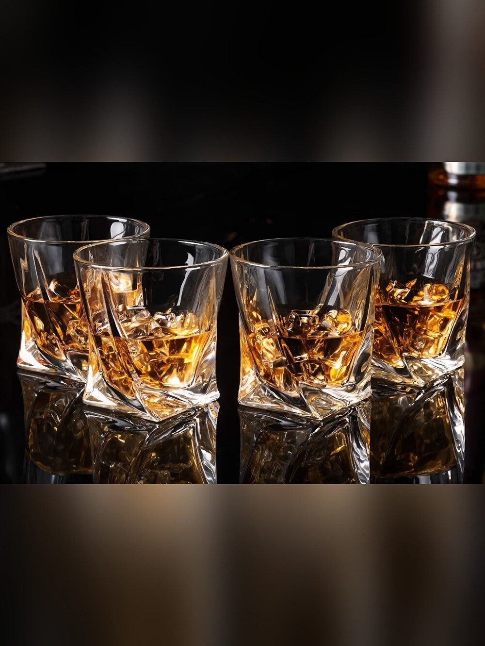 4 Crystal Whiskey Glasses, 10oz Old Fashioned, Heavy, Sturdy Tumblers
